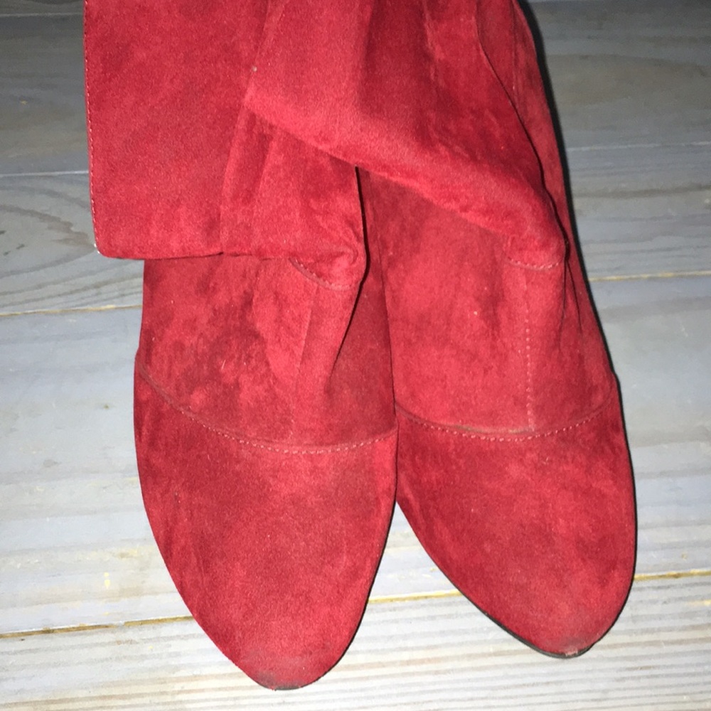 Red suede boots